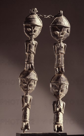 Paired brass staffs, known as edan ogboni which served as insignia for the senior men and women of the Ogboni society