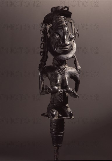 Brass staff, known as edan ogboni which served as insignia for the senior men and women of the Ogboni society