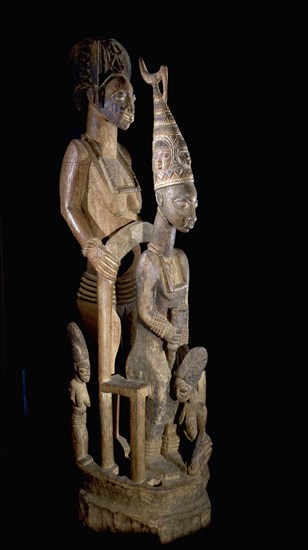 Veranda post carved by the Yoruba sculptor Olowe of Ise as the central post in the courtyard of the Arinjale, king of Ise Ekiti