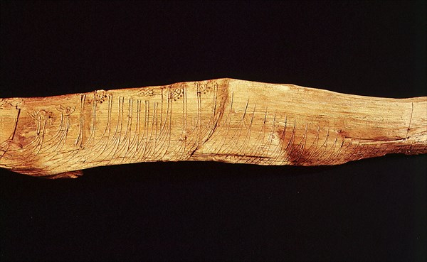 A Norse fleet incised on a piece of wood