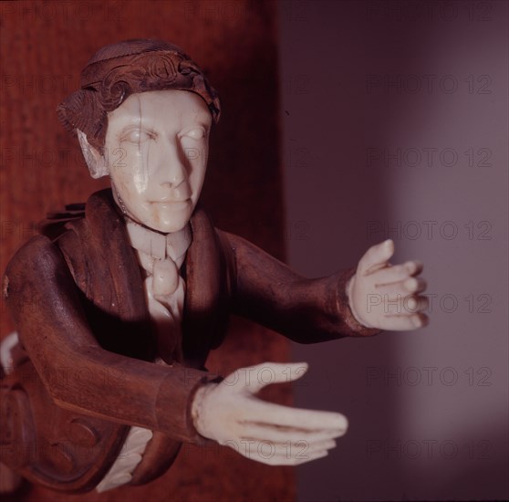 A ships figurehead in miniature, from an American Indian tobacco pipe