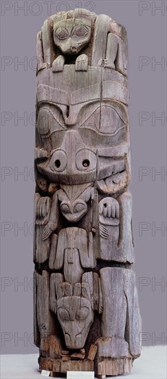 A section of a totem pole