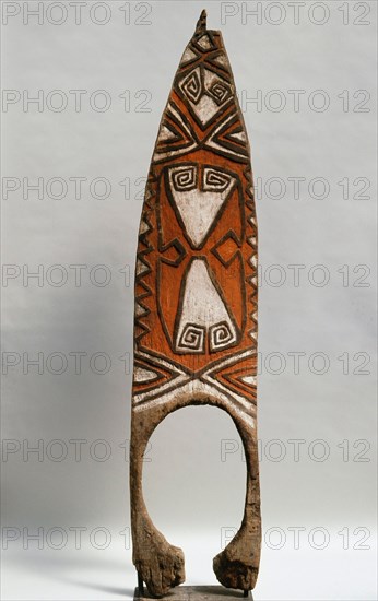 Low relief decorated panel from a Sepik meeting house