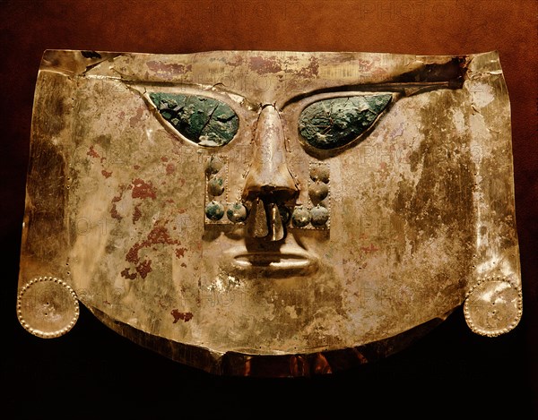 Burial mask with copper inlay eyes