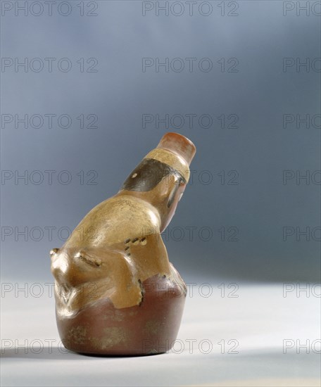 Polychrome Nazca effigy jar showing a couple in the act of sexual intercourse