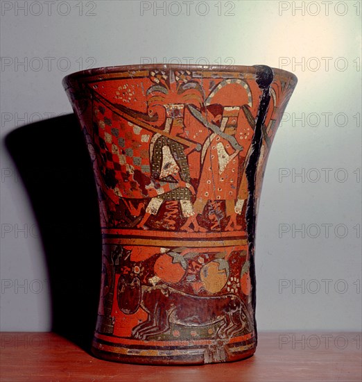 A ritual drinking vessel known as a kero