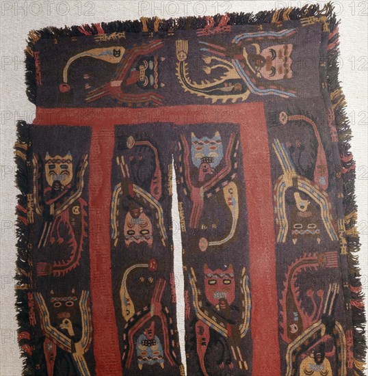 Fragment of an embroidered mantle from the Paracas culture