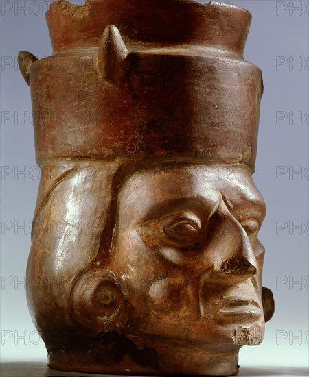 A vessel in the form of the head of a noble
