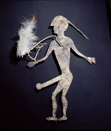 A buffalo hide cut out which was attached to the top of a pole during the annual Sun Dance ceremony