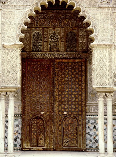 One of a series of elaborately carved double doors in the Court of the Maidens at the Alcazar, Seville