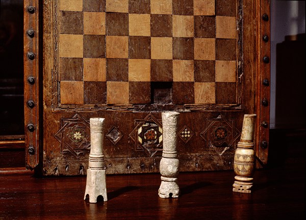 Chess pieces and a board