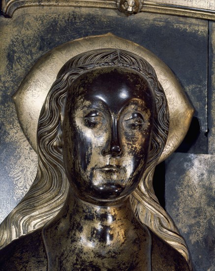 Detail of the tomb effigy of Queen Anne of Bohemia wife of Richard II