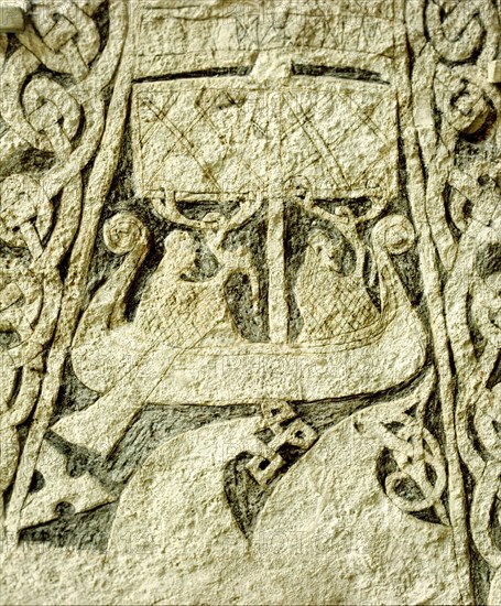 Detail of a carved funerary stone