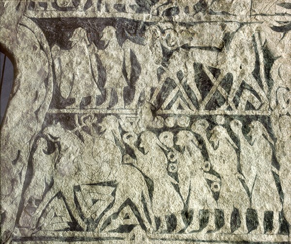 Detail of a carved funerary stone