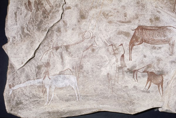 Later Stone Age rock painting interpreted by recent scholars as recording a shamanistic trance dance known as simbo