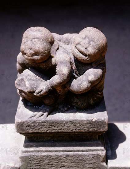 Sculpture on the balustrade of the Shangqin Gong Monastery which stands at the top of the Qingcheng (Green City) Mountain, known as the most tranquil place under heaven