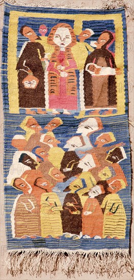 Wool tapestry of religious subject by Miriam Hermina (born 1936), a Coptic weaver and one of the first children to come to the school in old Cairo