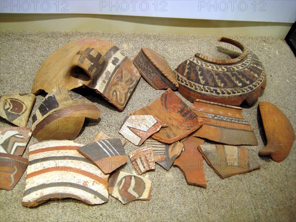Pre Columbian pottery from several different bowls and jars