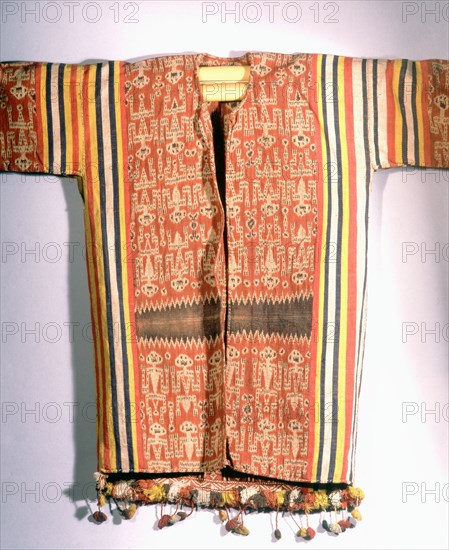 Warp ikat decorated jacket worn by Iban people at ritual ceremonies called gawai connected with agriculture, warfare and the commemoration of the dead