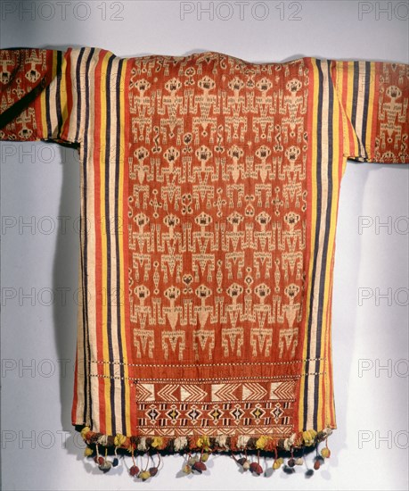 Warp ikat decorated jacket worn by Iban people at ritual ceremonies called gawai connected with agriculture, warfare and the commemoration of the dead