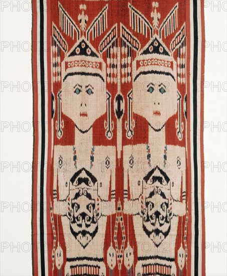 Warp ikat pua cloth worn by Iban people in ritual ceremonies called gawai connected with agriculture, warfare, and the commemoration of the dead