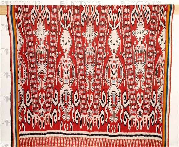 Warp ika pua cloth worn by Iban people in ritual ceremonies called gawai connected with agriculture, warfare and the commemoration of the dead