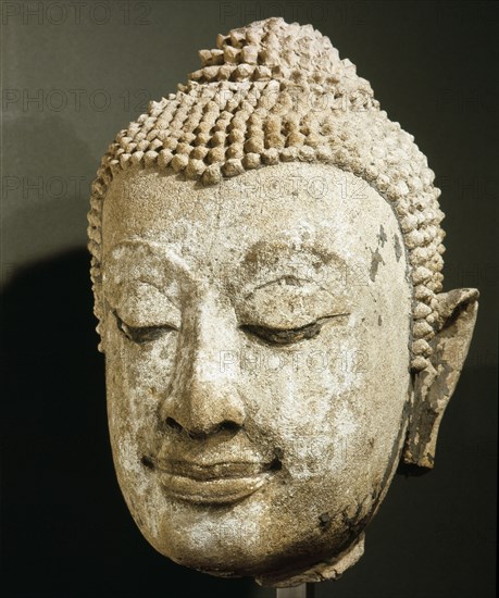 A head of a Buddha in the style of the Ayuthya School