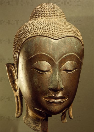 A head of a Buddha in the style of the Ayuthya School