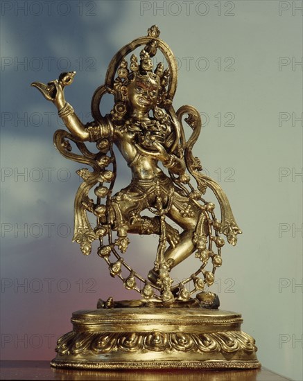 A statue of a dancing Dakini, possibly Vajravarahi, female partner of a Heruka, and personification of intense passion