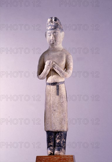 Painted tomb model of a male figure