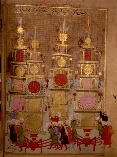 Page from the Sahansahname, a chronicle of Ottoman Sultans, written by Loqman, probably illustrated by Nakkas Osman