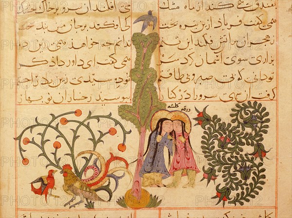 Scene from the only known illustrated manuscript of the poem, the Romance of Varqa and Gulshah, by Urwa b