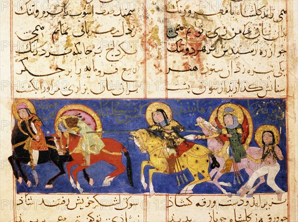 Scene from the only known illustrated manuscript of the poem, the Romance of Varqa and Gulshah, by Urwa b