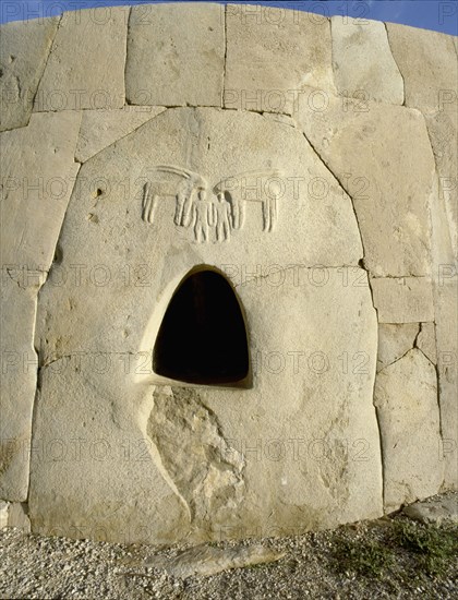 The southeast entrance of Hili tomb, a multiple grave within a pillbox shaped structure of finely dressed stones