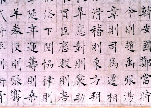 The consummate Confucian expression The Eulogy of Ni Kuan, written by the early Tang dynasty scholar minister Chu Suilang, noted for both the kaishu (official) and lishu (clerical) scripts