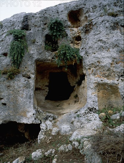 View of some of the 5000 burial chambers at Pantalica