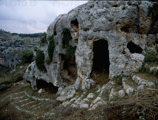 View of some of the 5000 burial chambers at Pantalica