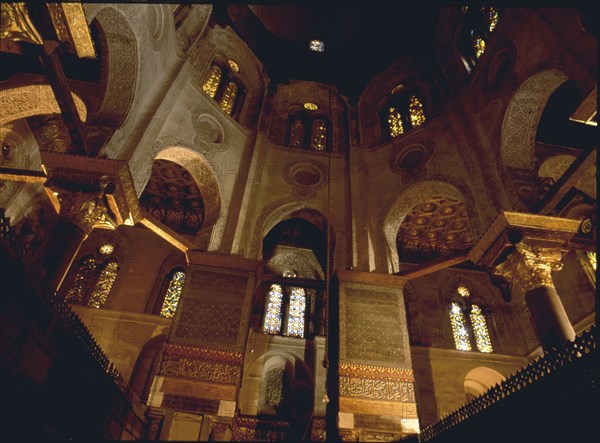 Interior with arabesque decoration in Fatimid Cairo