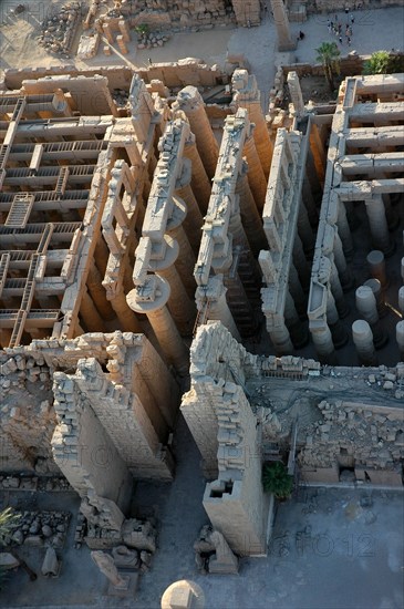 Aerial view of Karnak showing the 2nd Pylon and the Great Hypostyle Hall