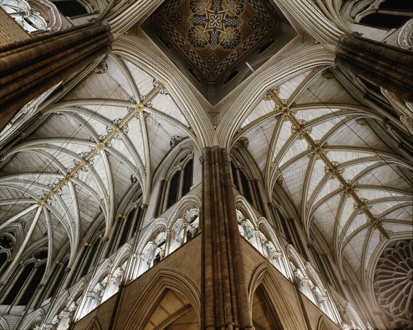 The richly ornamented Gothic vaulting of the nave