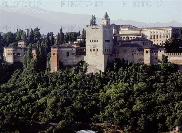 The south facade of the Alhambra Palace, Granada   Spain