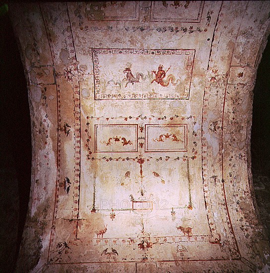 Detail of decoration in the Golden House 'Domus Aurea' of Nero