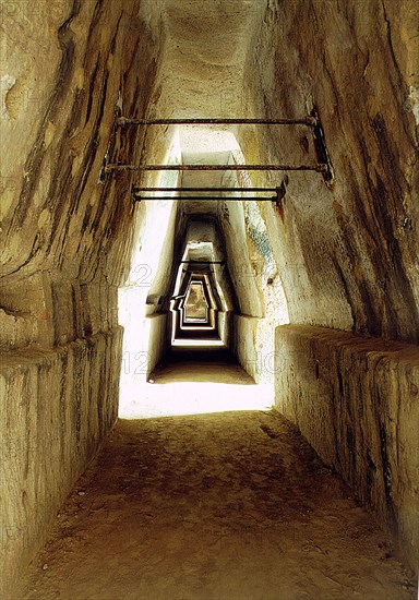 The rock-hewn tunnel leading to the cave of the Cumaean Sibyl, near Pozzuoli