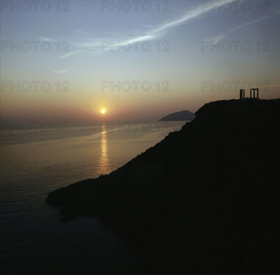 Temple at Cape Sounion dedicated to the sea god Poseidon