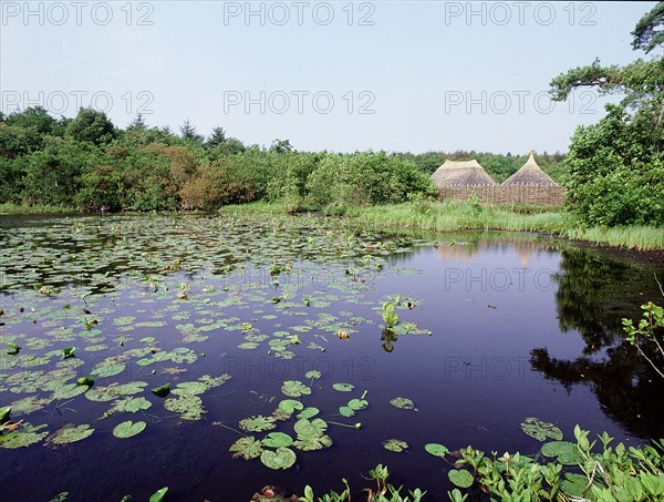 Replica crannog by the lake at Graggaunowen