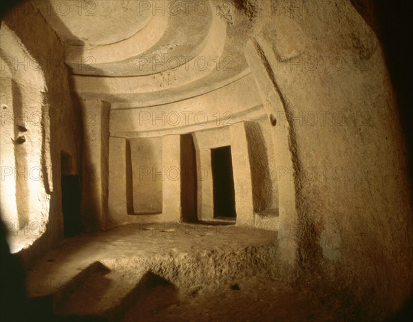 View of the Hal Saflieni "Hypogeum", a hewn rock structure used as a cemetery