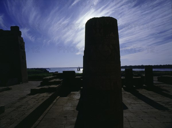 View of the Nile from Kom Ombo, the temple dedicated to the gods Sebek and Haroeris 'Horus the Elder'