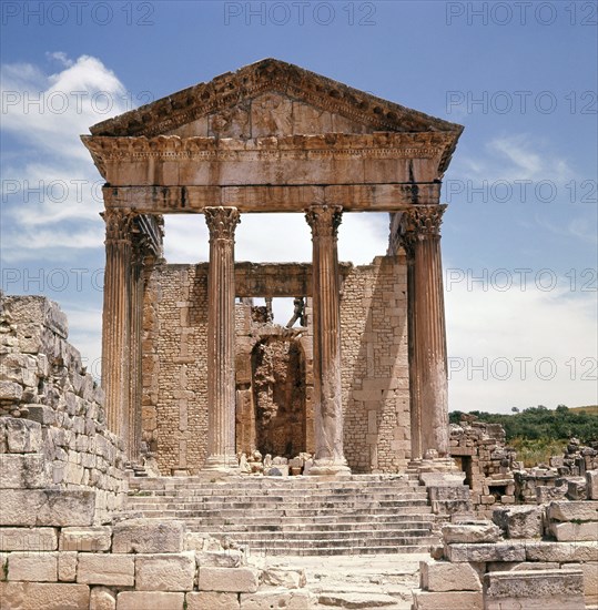 The ruins of Dougga, a small Roman town in North Africa which flourished in the 2nd-3rd centuries AD