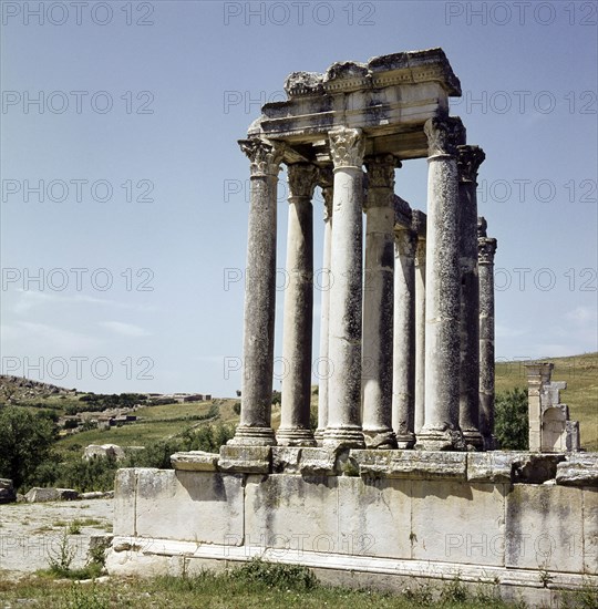 The ruins of Dougga, a small Roman town in North Africa which flourished in the 2nd-3rd centuries AD