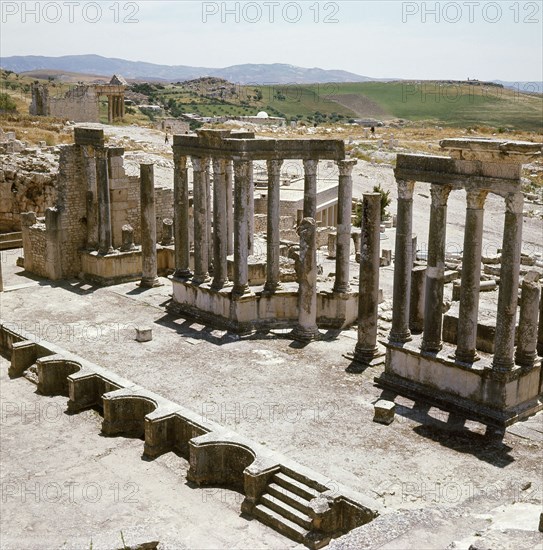 The ruins of Dougga, a small Roman town in North Africa which flourished in the 2nd-3rd centuries AD